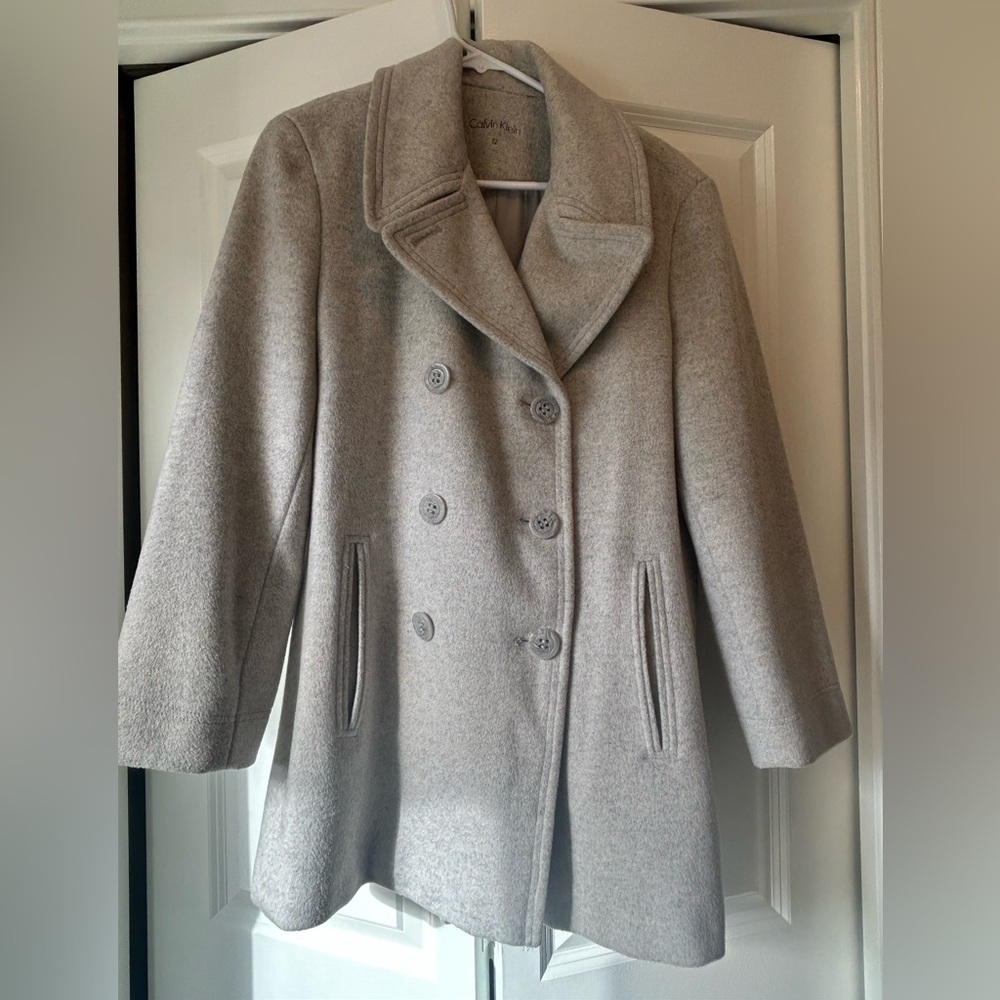 Calvin Klein Soft Grey Pea Coat